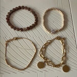 Gold Tone Mixed Bracelet Set - Women Jewelry